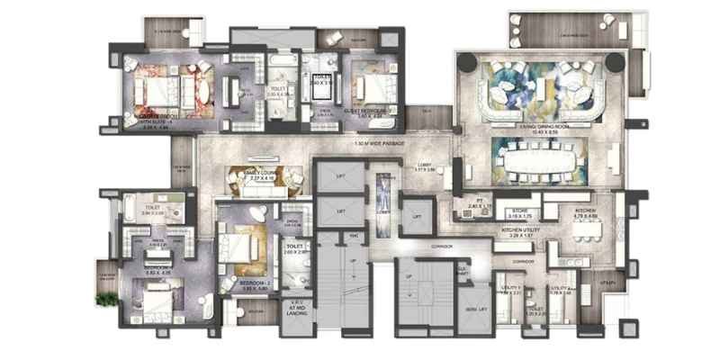 ATS luxury 4 BHK floor plan in Noida